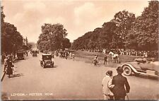 Postcard London England 1920s Rotten Row Horse Riding Promenade Hyde Park cars  picture