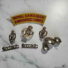 Royal Canadian Armoured Corps Patch Collar Cap Badge Patch Button Lot RCAC picture