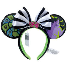 DisneyParks White Black Minnie Mouse Bow Sequins Ears Headband New Pattern Ears picture