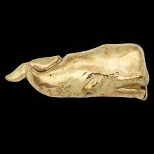 Nelles Sperm Whale Handmade Solid Brass 1970sVintage Belt Buckle picture