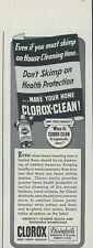 1944 Clorox Clean Health Protection Free From Caustic Vintage Print Ad L6 picture