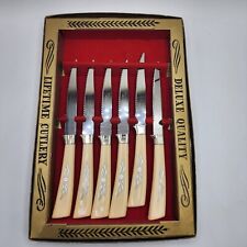 Regent Sheffield Desert Flower 6 Piece Cutlery Steak Knives Set Vintage 1960’s  picture