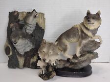  Lot Of 3 Vintage Wolves  Wildlife Figurines/ Wall Plaque❗ picture