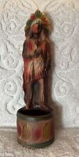 Vintage Chalkware Native American Indian Chief Countertop Cigar Holder 10.5” picture