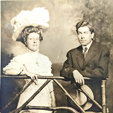 Husband Wife Portrait RPPC Postcard Couple Antique 1908 Alaska Yukon Pacific picture