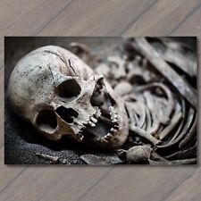 Postcard Eerie skeleton and skull, an unsettling visual journey into the macabre picture