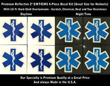 Reflective Blue Star Of Life Decal Kit 4pcs IAFF Fire Helmet EMS EMT 2