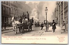 Vintage c1905-07 New York FDNY Rotograph Postcard Hose Tender and Engine VGC picture