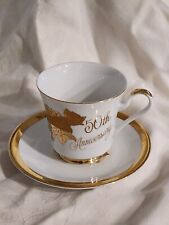 Vintage 50th Anniversary Tea Cup And Saucer Chatillon Fine Porcelain 7 oz picture