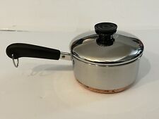 Vintage 1801 REVERE WARE 1 QT  SAUCE PAN Pot Copper Clad Bottom w/ Lid USA picture