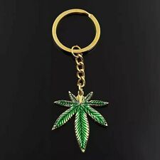 1.5 Inch Green Marijuana Pot Leaf Weed Pendant Keychain  picture