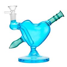 RORA 5 inch lovely Glass Bong Heart Shaped Smoking Hookahs 14mm Bowl Water Pipe picture