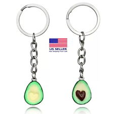 2pcs Set Avocado Core Heart Key Keychain Keyring Set Valentine's Day Couple Gift picture