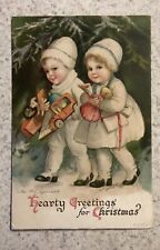 Vtg Clapsaddle Postcard ~ Wolf Pub Hearty Greetings For Christmas Cute Children picture