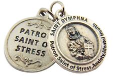Silver Tone Patron of Stress Saint Dymphna Medal Pendant, 3/4 Inch picture