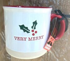 FAO SCHWARZ Ceramic Large Red VERY MERRY Toy Store Collectible Christmas MUG New picture