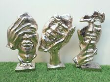 Human face set of 3 pieces metal table top decorative home decor collectibles picture