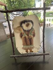 Alaskan Mother & Child Wall Hanging With Branch Frame, Made Of Fur/faux Fur picture