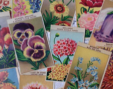 72 DIFFERENT Vintage French Flower Seed Packet Labels Genuine 1920's lithographs picture