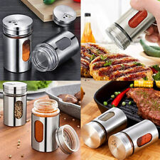 US 2-4 Pc Salt Pepper Shaker Stainless Steel Glass Set Elegant Design Adjustable picture