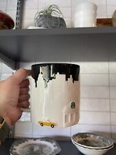 Starbucks 2012 New York City Skyline Taxi 16oz Coffee Relief Mug Cup Black White picture