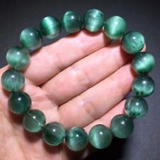 12mm Natural Green Rutilated Quartz Crystal Round Bead Bracelet Certificate AAAA picture