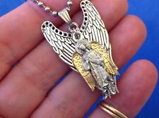CUSTOM ARCHANGEL St RAPHAEL Saint Medal NECKLACE Pendant Gold Plate Angel Wings  picture