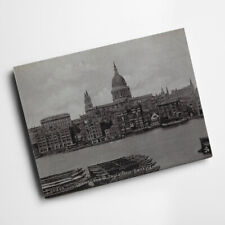 A3 PRINT - Vintage London - The Thames Embankment & St Paul's from Bankside picture