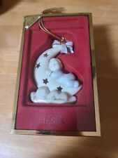 Lenox Baby's First Christmas Boy Sleeping on Moon Porcelain Ornament 2002 w/box picture