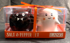 Lang Halloween Ceramic Ghost and Vampire Bat Salt and Pepper Shakers NEW picture