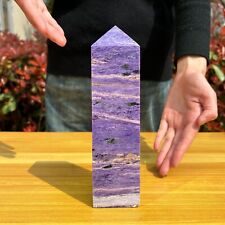 2.4LB 7.7'' Natural Charoite Obelisk Crystal Point Tower Healing Reiki Ornament picture