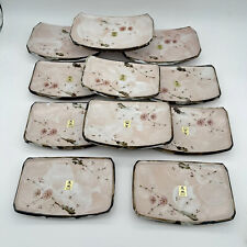 11 Rare New Kafuh Sousaku Japanese Sushi Plates Square Oval Pink Cherry Blossom picture