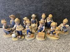 VTG Homco “Denim Days” 1985 Collection Lot Of 11 Figurines Farming Family picture