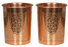 Pure Copper Water Drinking Glass Serving Tumbler 300ML Health Benefits Set Of 2 picture