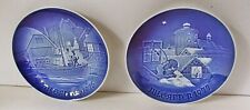 2 B & G Cobalt Blue Jule-After 7 Inch Decorative Plates Denmark 1976 &1977 picture