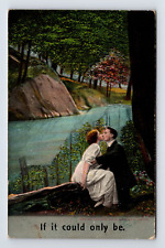 c1909 Postcard You'll Be Welcome Anytime Couple Kissing Romance Bamforth picture