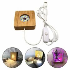 1pc Wooden LED Light Base Square Night Lamp Stand Resin Art Display Ornaments De picture
