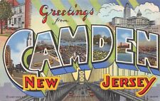 Large Letter: Greetings From Camden, New Jersey, 1944 Linen Postcard, Used picture