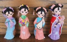 Lot Of 4 Statue Doll Chinese Vintage Style Decorative Cartoon Girls Figurines picture