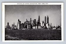 New York City NY-Skyline Of Lower Manhattan, Antique, Vintage Souvenir Postcard picture