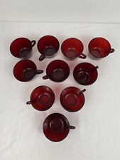 Vintage Set of 10 Anchor Hocking Royal Ruby Red Tea/Coffee Mug picture
