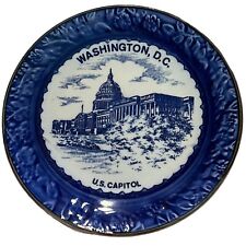 PLATE Washington DC U.S. CAPITOL BUILDING Souvenir Blue White 6” Vintage Japan picture