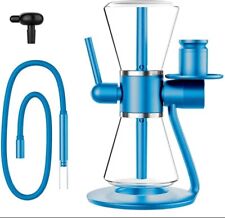 Hourglass Hookah Gravity Hookah 360° Rotating Clear Glass Water Pipe, Blue picture