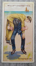 Wills's First Aid Cigarettes Tobacco Trade Card Vintage No. 18 Fireman's Lift picture