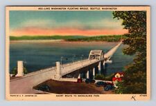 Seattle WA-Washington, Lake Washington, Floating Bridge, Vintage Postcard picture
