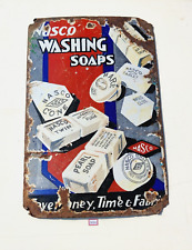 Vintage Wasco Washing Soaps Advertising Enamel Sign Board Old Collectible EB203 picture