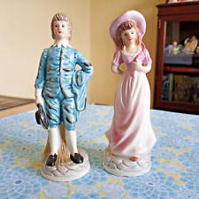 Vintage Ceramic Victorian Couple Blue and PInk 5.75