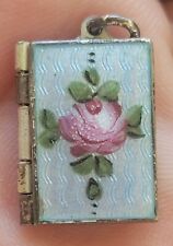 Antique Vintage Enameled Sterling Silver Christian Catholic Book Charm Pendant picture