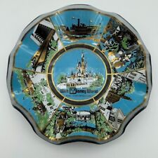 Vintage Walt Disney World 70s Glass Candy Dish Ashtray Plate Bowl Magic Kingdom picture