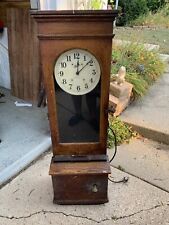Antique Simplex Time Recording Clock Oak Wall Decor Or Repair picture